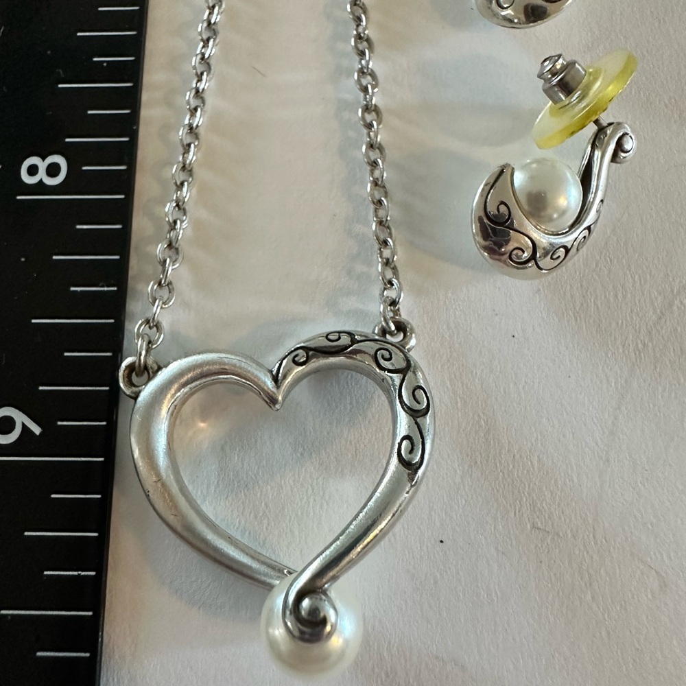 Brighton Silver Heart Necklace with Pearl Accent
